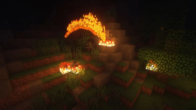 Un jugador de Minecraft aprovecha sus habilidades de Fuego Control en Avatar Mod 2