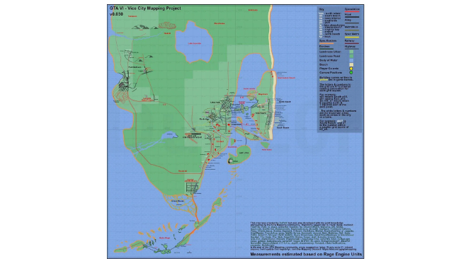 El mapa no oficial de Grand Theft Auto 6 desarrollado por mineros de datos